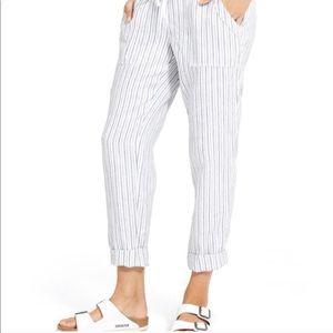 Athleta Herringbone Stripe Linen Ankle Pant